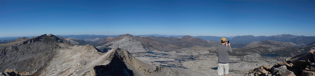 Panorama from the top of Pyramid Peak in Desolation Wilderness