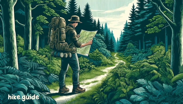 hiker looking at map