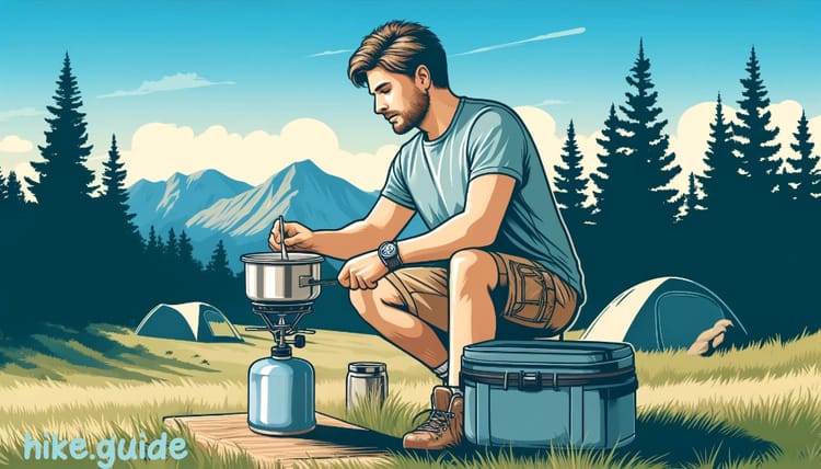 Cooking with a canister stove in camp