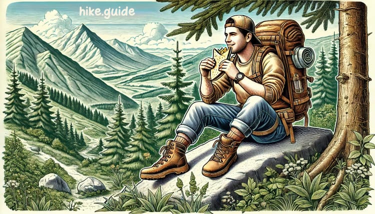 hiker eating a quesadilla 