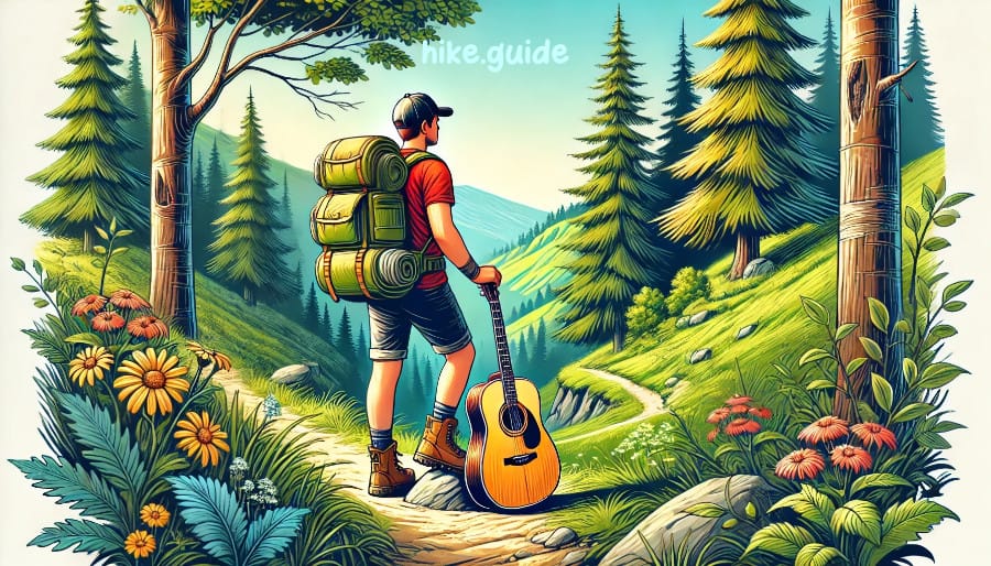 hiker with guitar